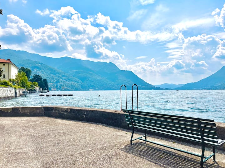 Lakeside bench looking over Lake Como